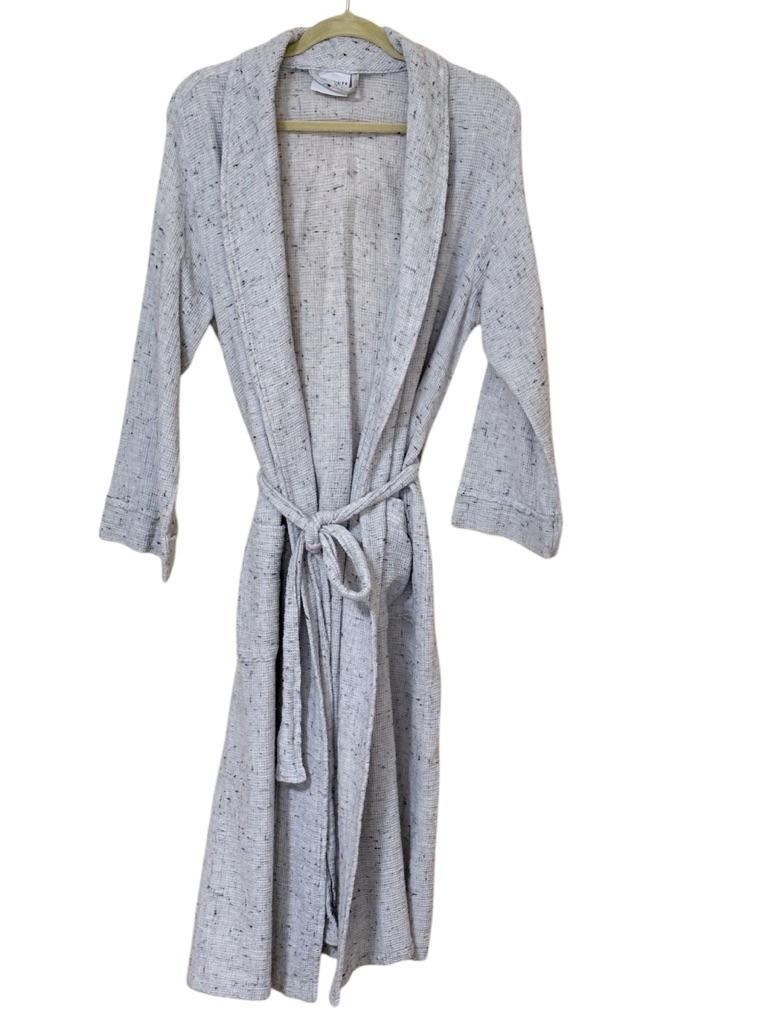 Parachute Waffle Cotton Bathrobe Gray Spa Robe Belted Pockets M Unisex